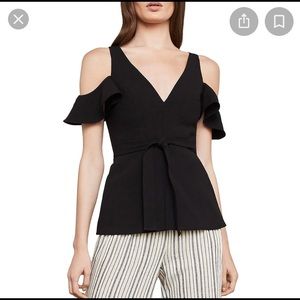 Bcbgmaxazria Women’s Cold Shoulder Peplum Top. Size Medium